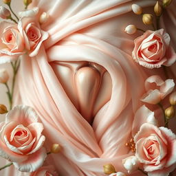 A close-up artistic representation of a natural and abstract portrayal of a vagina, emphasizing beauty and femininity