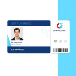 A professional ID card design featuring an employee's photograph on the left side, with a modern layout