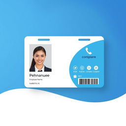 A professional ID card design featuring an employee's photograph on the left side, with a modern layout