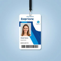 A professional ID card design featuring an employee's photograph on the left side, with a modern layout