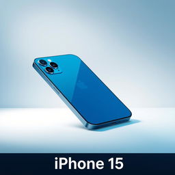 A realistic representation of an iPhone 15, showcasing its sleek design, glass back, and vibrant display