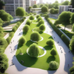 This is a high-quality 3D rendering of an urban landscape design