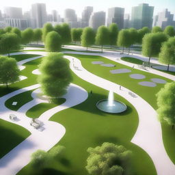 This is a high-quality 3D rendering of an urban landscape design