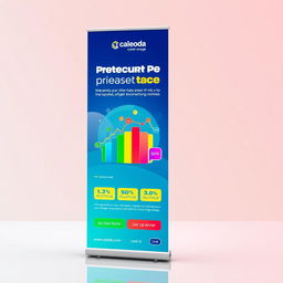 A vibrant and eye-catching roll-up banner design featuring a modern professional setting