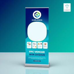 A striking roll-up banner design with an oval shape, perfect for capturing attention at events