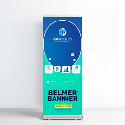 A striking roll-up banner design with an oval shape, perfect for capturing attention at events