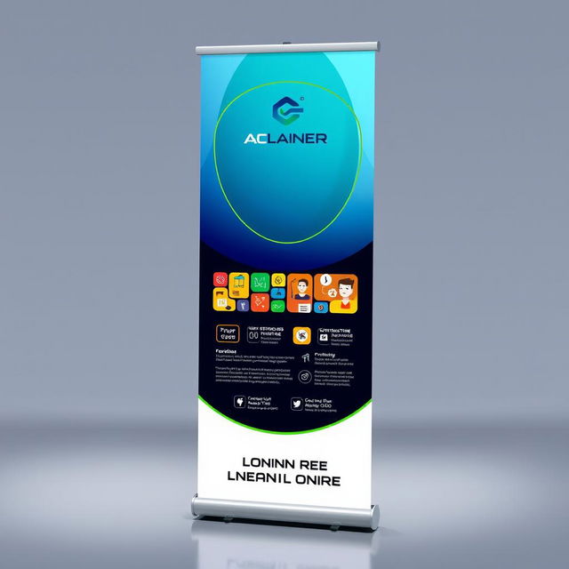 A striking roll-up banner design with an oval shape, perfect for capturing attention at events