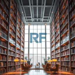 A stunning 3D library with towering bookshelves filled with books, soft warm lighting illuminating the space, cozy reading nooks with plush chairs, and large windows allowing natural light to pour in