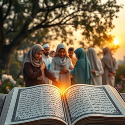 A poignant scene depicting the themes of sadness and healing from the Quran