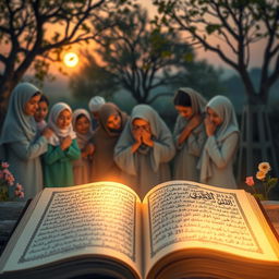 A poignant scene depicting the themes of sadness and healing from the Quran