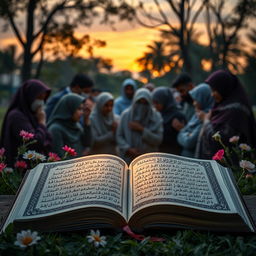 An evocative visual representation of the book titled 'The Heart of Muslim People', showcasing a sad yet healing narrative inspired by the Quran