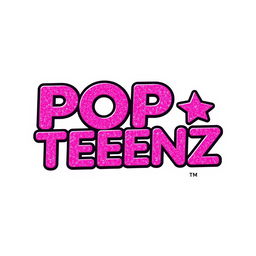 A vibrant and eye-catching logo featuring the words 'POP TEENZ' in bold, stylish typography
