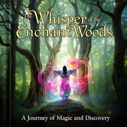 A captivating book cover that features a mystical forest with towering ancient trees and soft, glowing lights emanating from the foliage
