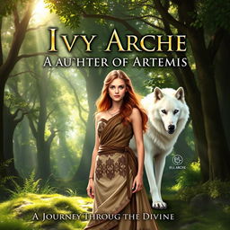 A stunning fantasy book cover depicting a lush, enchanting forest where sunlight filters through the dense canopy, casting dappled shadows on the ground