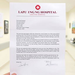 An image resembling a hospital letter, written on official letterhead from Tarutung Hospital, addressed to Yedo Willy Fransco Siregar