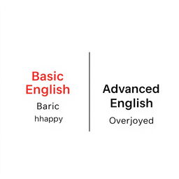 A professional Instagram-style graphic comparing 'Basic English' and 'Advanced English' phrases