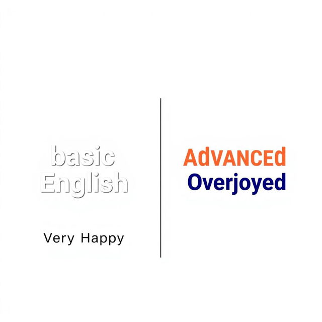 A professional Instagram-style graphic comparing 'Basic English' and 'Advanced English' phrases