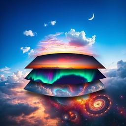 Seven beautifully arranged layers of sky, each layer filled with different celestial wonders