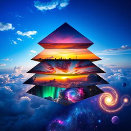 Seven beautifully arranged layers of sky, each layer filled with different celestial wonders