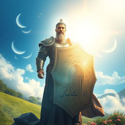 A serene and powerful depiction of a spiritual warrior, symbolizing protection against negativity and evil