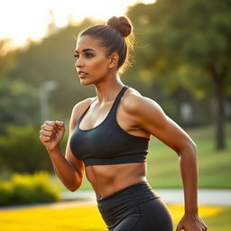 An athletic built Indian woman in her late 30s, showcasing a confident and empowered demeanor