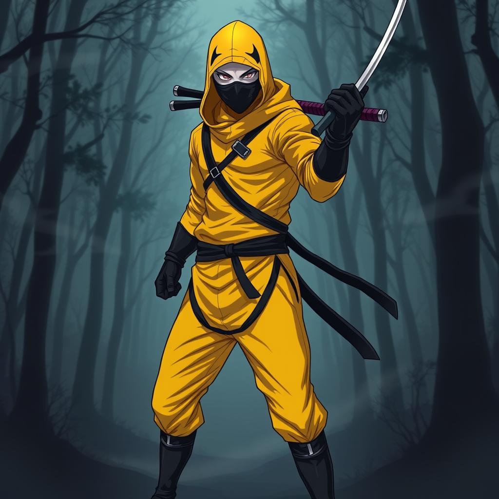 A full-body anime style ninja villain inspired by assassin ninjas