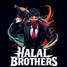 A stylized graphic design for an album cover or promotional artwork, featuring a central male character with dark hair, partially obscured by a bandana that covers his face