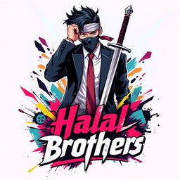 A stylized graphic design for an album cover or promotional artwork, featuring a central male character with dark hair and a bandana partially covering his face