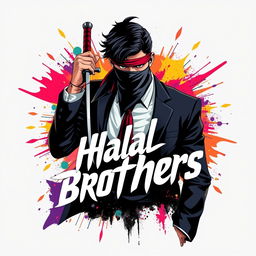 A stylized graphic design for an album cover or promotional artwork, featuring a central male character with dark hair and a bandana partially covering his face