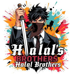A stylized graphic design for an album cover or promotional artwork, featuring a central male character with dark hair and a bandana partially covering his face