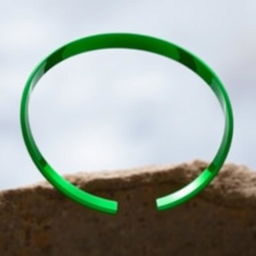 A simple yet elegant green metal bracelet, featuring a minimalist design with a smooth and shiny surface