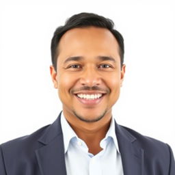 A passport size photo with a plain white background
