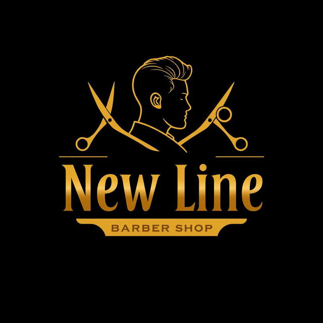 A logo design for a men's barbershop named 'New Line'