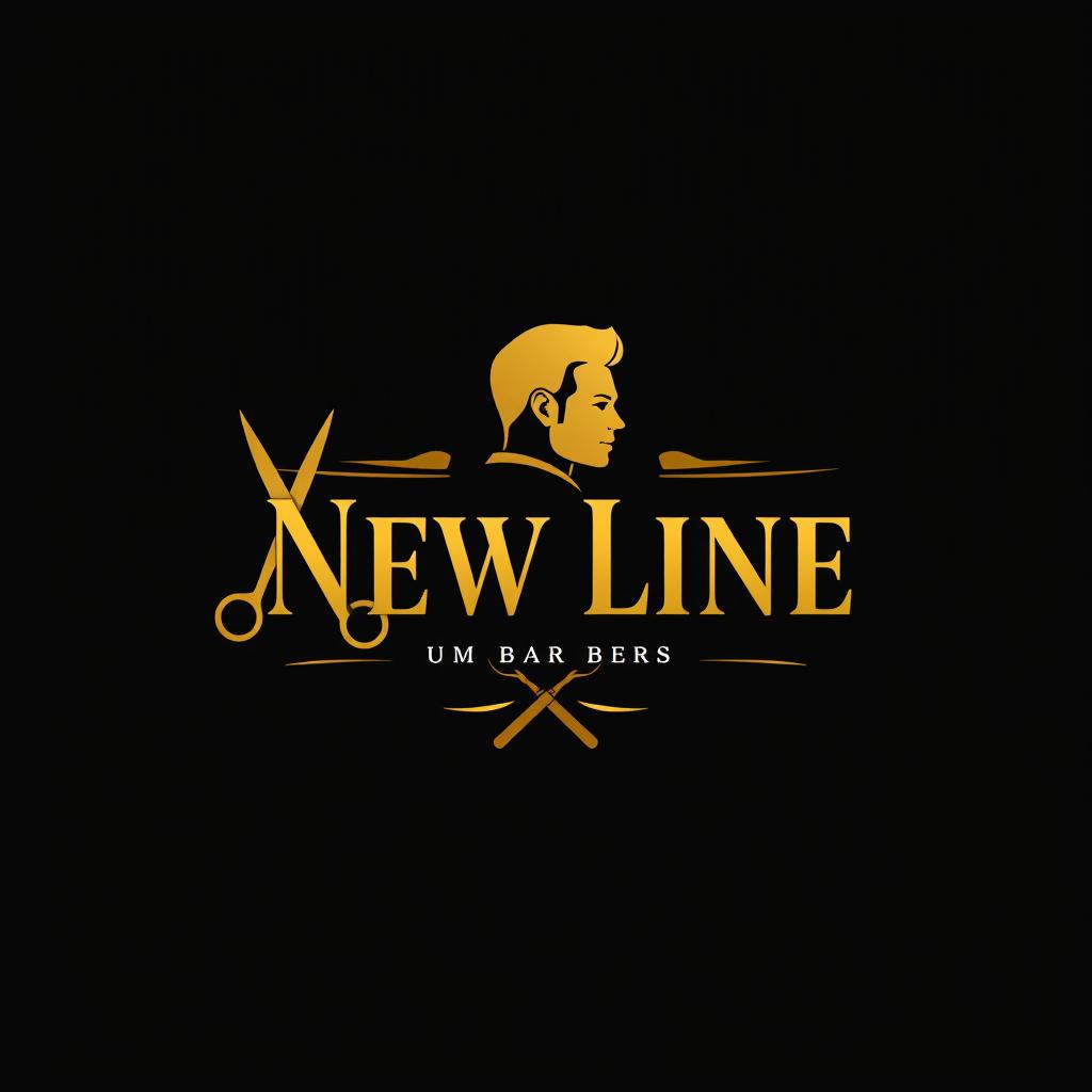 A logo design for a men's barbershop named 'New Line'