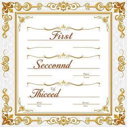 A beautifully designed A4 paper with decorative borders, showcasing awards for first, second, and third place