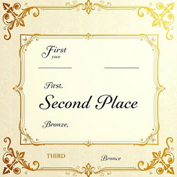 A beautifully designed A4 paper with decorative borders, showcasing awards for first, second, and third place