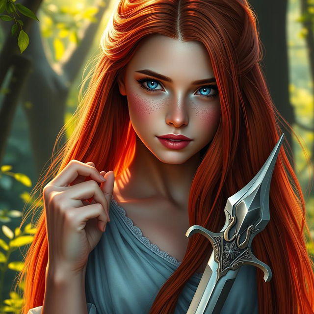 A fantasy book cover featuring a character who is the daughter of Aphrodite, aged 17, with stunning blue eyes that captivate anyone who meets her gaze