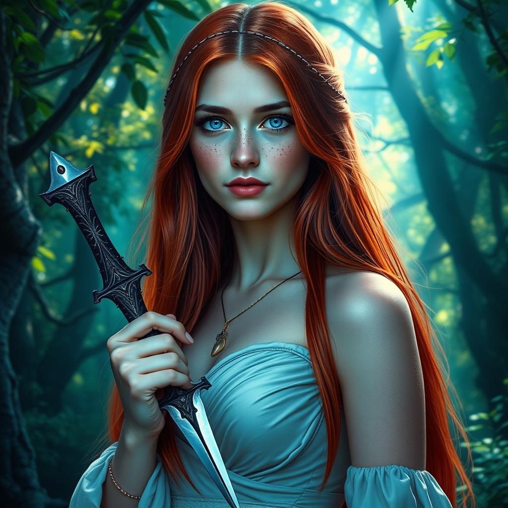 A fantasy book cover featuring a character who is the daughter of Aphrodite, aged 17, with stunning blue eyes that captivate anyone who meets her gaze