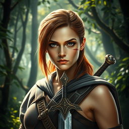 A fantasy book cover showcasing a character who is the daughter of Ares, a strong 17-year-old adolescent