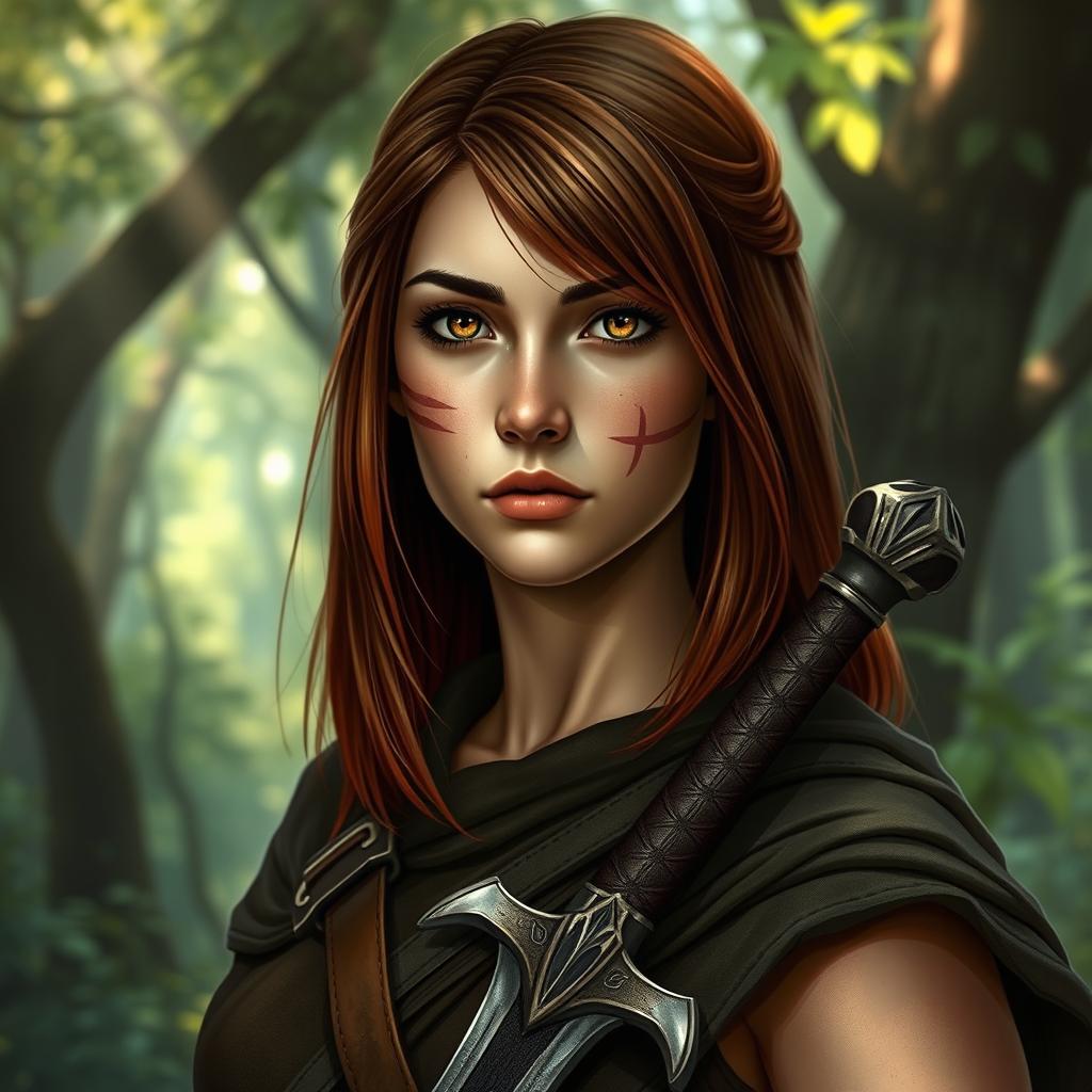 A fantasy book cover showcasing a character who is the daughter of Ares, a strong 17-year-old adolescent