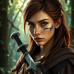 A fantasy book cover showcasing a character who is the daughter of Ares, a strong 17-year-old adolescent