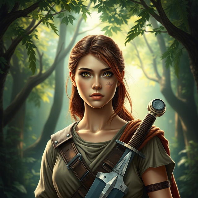 A fantasy book cover featuring a character who is the daughter of Ares, a strong 17-year-old adolescent