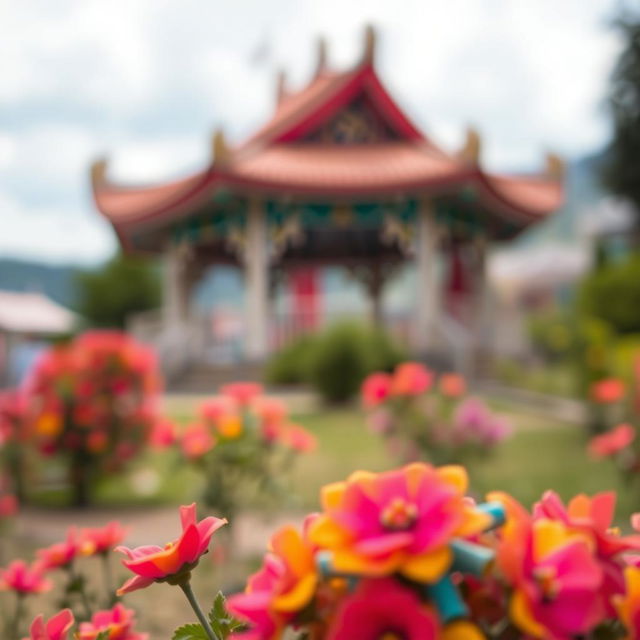 A high-resolution 4K photograph showcasing a beautiful outdoor scene with a vibrant and colorful subject in the foreground, while the background is artistically blurred to create a bokeh effect