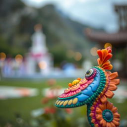 A high-resolution 4K photograph showcasing a beautiful outdoor scene with a vibrant and colorful subject in the foreground, while the background is artistically blurred to create a bokeh effect