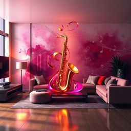 A stunning piece of R& artwork featuring a vibrant and dynamic portrayal of music and emotions