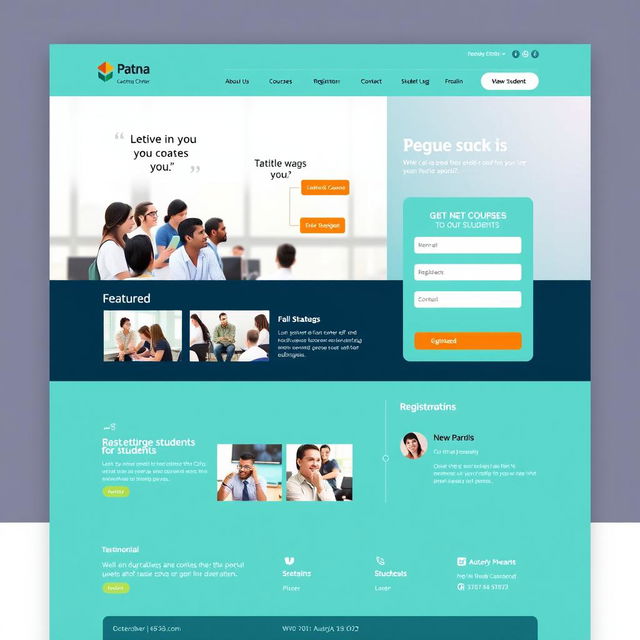 A modern and user-friendly web design for a Patna coaching registration portal homepage