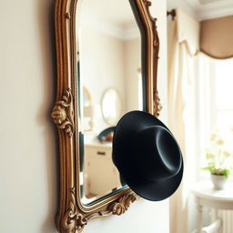 A beautifully captured scene of a vintage mirror reflecting a bright and clean room