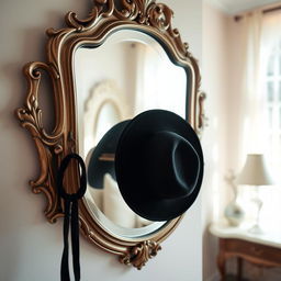 A beautifully captured scene of a vintage mirror reflecting a bright and clean room