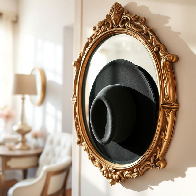 A beautifully captured scene of a vintage mirror reflecting a bright and clean room