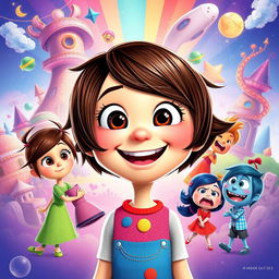 A vibrant and whimsical illustration of Riley Anderson as she appears in the film Inside Out 2, showcasing her unique personality and emotions